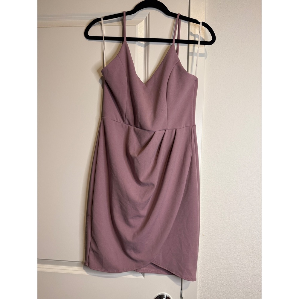 Lulus Mauve Purple Sleeveless V-Neck Draped Tulip Mini Dress Medium